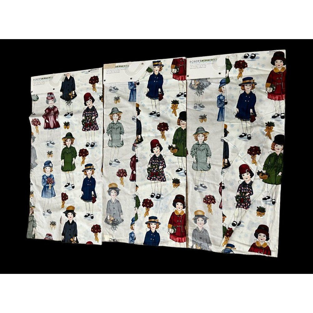 Holiday Paper Dolls Cotton Fabric Darlene Zimmerman Robert Kaufman Lot of 3 New